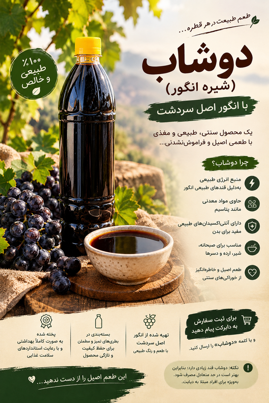 دوشاب اصل سردشت | شیره انگور طبیعی و سنتی 🍇